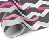 Papier Cadeau Giraffe rose chaude et noire (Coin rond)