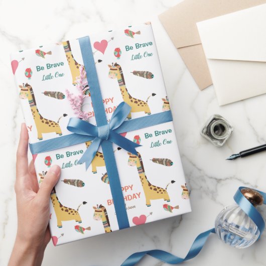 Papier Cadeau Giraffe Tribale mignonne Joyeux Anniversaire (Cadeaux)