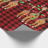 Papier Cadeau Giraffes de vacances, rouge scintillant, lumières (Coin)