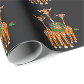 Papier Cadeau Giraffes Festive, Couronne Holly, Bravo (Coin rond)