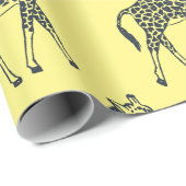 Papier Cadeau Giraffes sur Jaune (Coin rond)
