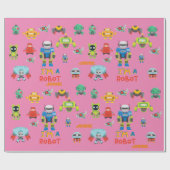 Papier Cadeau Girls Love Robots (Plat)