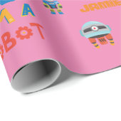 Papier Cadeau Girls Love Robots (Coin rond)