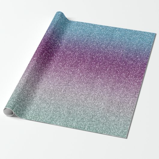 Papier Cadeau Girly Aqua Purple ombre (Déroulé)
