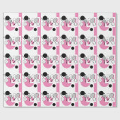 Papier Cadeau Girly noir blanc rose de tennis (Plat)