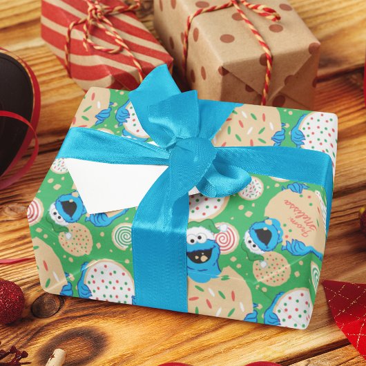 Papier Cadeau Gîtes de Cookie Monster | Ajouter Votre Nom
