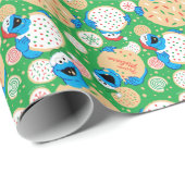 Papier Cadeau Gîtes de Cookie Monster | Ajouter Votre Nom (Coin rond)