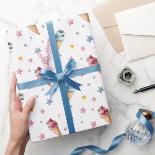 Papier Cadeau Glace Cream Cones Jumeaux Garçon Et Fille Annivers