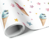 Papier Cadeau Glace Cream Cones Jumeaux Garçon Et Fille Annivers (Coin rond)