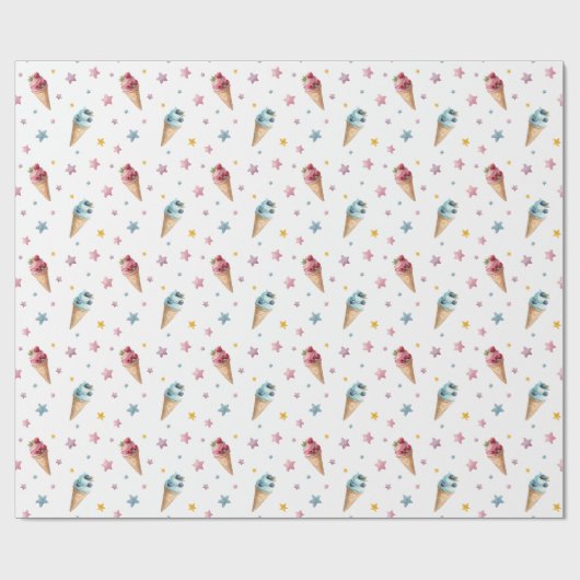 Papier Cadeau Glace Cream Cones Jumeaux Garçon Et Fille Annivers (Plat)