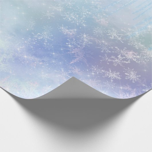 Papier Cadeau Glaçons Flocons de neige Cristaux Bleu Violet Anni (Coin)