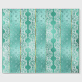 Papier Cadeau Glam Aqua Mint Green Golden Foil White Lace (Plat)
