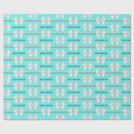 Papier Cadeau Glam Aqua Tiffany Thème Bougie White Bow Pearls (Plat)