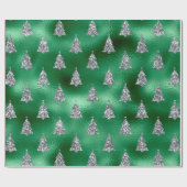 Papier Cadeau Glam Arbre de Noël de la Parties scintillant verte (Plat)