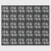 Papier Cadeau Glam Black Floral Glitter Joyeux Noël Script (Plat)