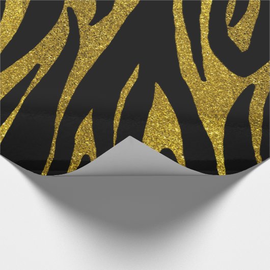 Papier Cadeau Glam Black Zebra Stripes & Faux Gold Parties scint (Coin)