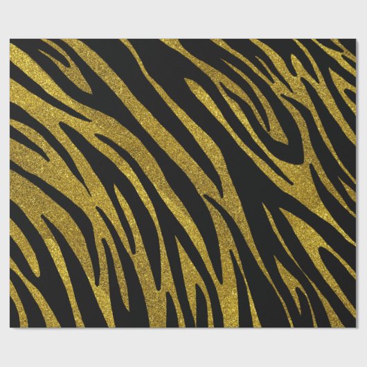 Papier Cadeau Glam Black Zebra Stripes & Faux Gold Parties scint (Plat)