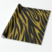 Papier Cadeau Glam Black Zebra Stripes & Faux Gold Parties scint (Déroulé)