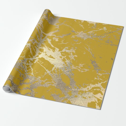 Papier Cadeau Glam brillant en marbre doré Foxier citron méditer (Déroulé)