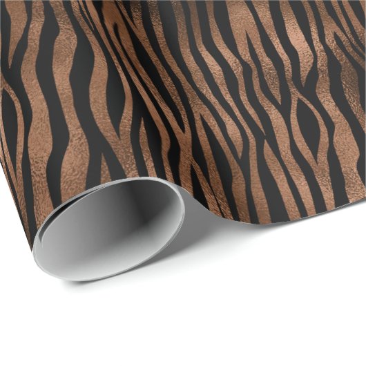 Papier Cadeau Glam Brown Black Zebra Print (Coin rond)