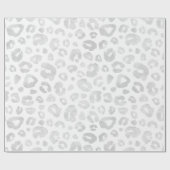 Papier Cadeau Glam Empreinte de léopard Chic Silver blanc tendan (Plat)
