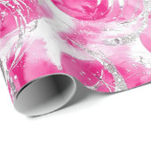 Papier Cadeau Glam en argent rose Cercles Abstraits Anniversaire (Coin rond)