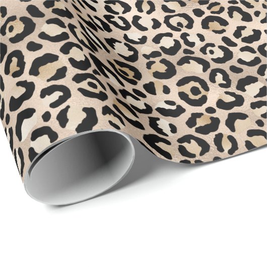 Papier Cadeau Glam Gold Empreinte de léopard Ombre (Coin rond)