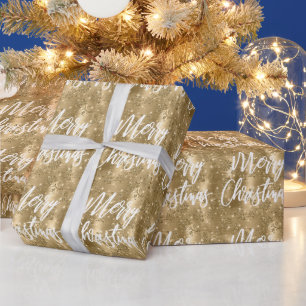 Papier Cadeau Glam Gold Floral Glitter Joyeux Noël Script