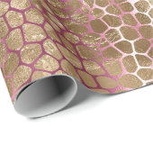 Papier Cadeau Glam Gold rose Ombre Giraffe Impression (Coin rond)