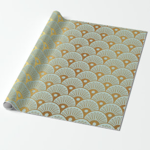 Papier Cadeau Glam Gold Seashells Mint Green Nautical Yacht Club