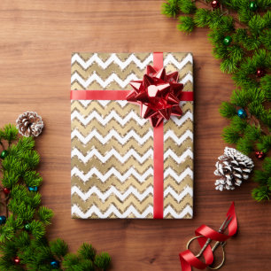 Papier Cadeau Glam Gold White Zigzag