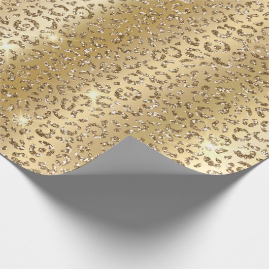 Papier Cadeau Glam Jaune Parties scintillant d'or Leopard (Coin)