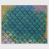 Papier Cadeau Glam Mermaid Balances de poisson Turquoise violet  (Plat)