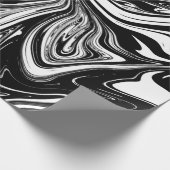 Papier Cadeau Glam moderne Black & Marbre blanc Swirl (Coin)