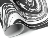 Papier Cadeau Glam moderne Black & Marbre blanc Swirl (Coin rond)