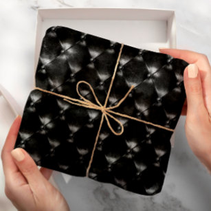 Papier Cadeau Glam Noir Puffed Cuir Minimale Géométrie De Luxe