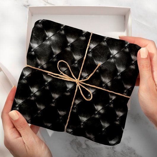 Papier Cadeau Glam Noir Puffed Cuir Minimale Géométrie De Luxe