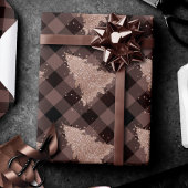 Papier Cadeau Glam plaqué d'or de sapin de Noël Rose rustique