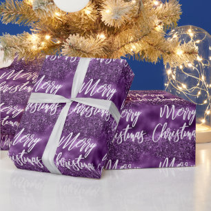 Papier Cadeau Glam Purple Parties scintillant huile Joyeux scrip