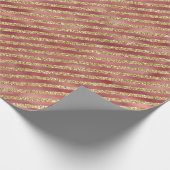 Papier Cadeau Glam Red Gold Parties scintillant rayures (Coin)
