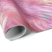 Papier Cadeau Glam Rose d'or de perle rose fille (Coin rond)