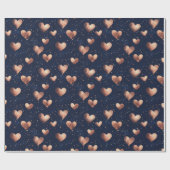 Papier Cadeau Glam Rose Gold & Marine Main Drawn Hearts Parties  (Plat)