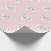 Papier Cadeau Glam Rose Pâle Blanc Rubans Thème Tiffany NYC (Coin)