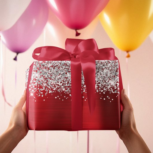 Papier Cadeau Glam rouge argenté