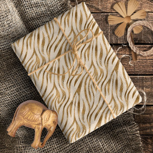 Papier Cadeau Glam Zebra Stripes Motif Safari Gold ID1151
