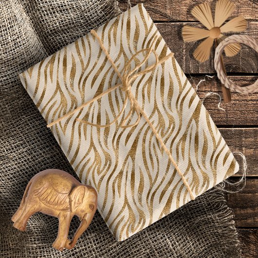 Papier Cadeau Glam Zebra Stripes Motif Safari Gold ID1151