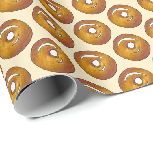 Papier Cadeau Glazed Cake Donut Doughnut Petit déjeuner Brunch N (Coin rond)