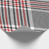 Papier Cadeau Glen plaid motif. Noir, rouge, blanc goudron trans (Coin)