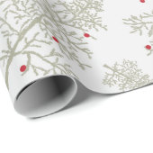 Papier Cadeau Glimmer de Noël : Vibe rouge de Noël sur vert (Coin rond)