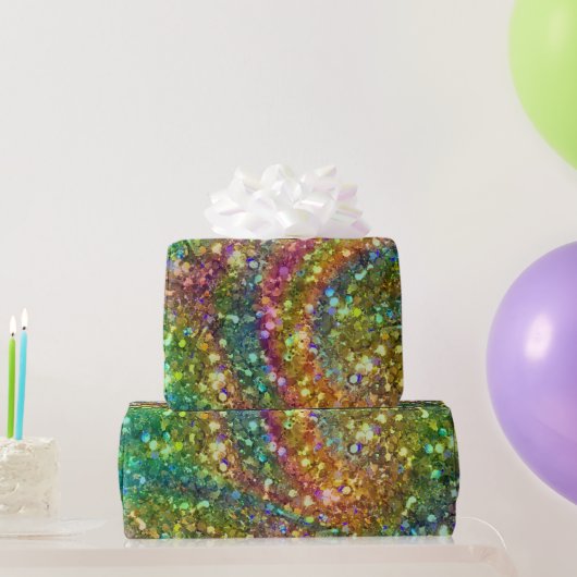 Papier Cadeau Glitter Abstrait Coloré (Cadeaux de fête)